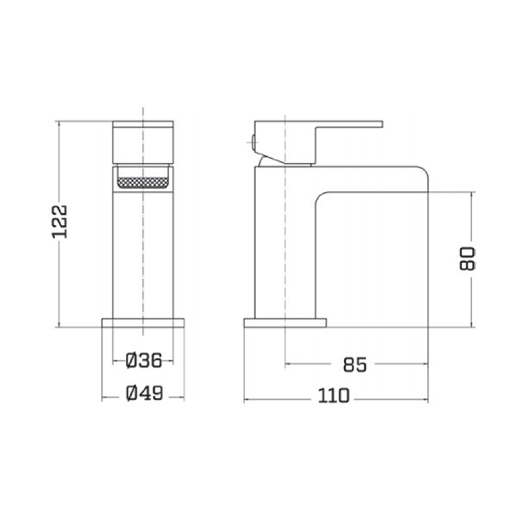 Phase Mini Mono Basin Mixer Tap contemporary Design With Push Button Waste - Chrome