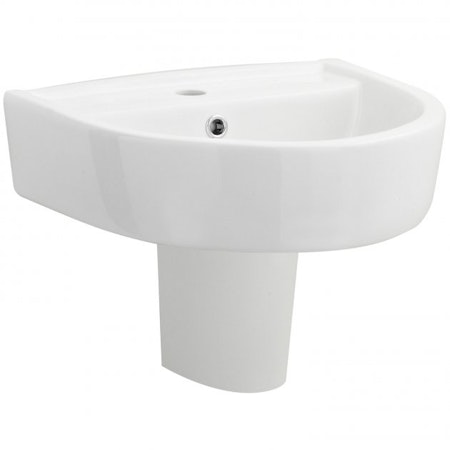 420mm Round Provost Bathroom Basin And Semi Pedestal 1 Tap Hole