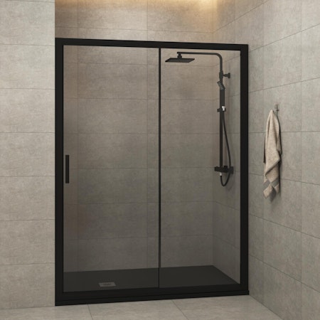 Milan 6mm Sliding Shower Door 1000mm - Matt Black