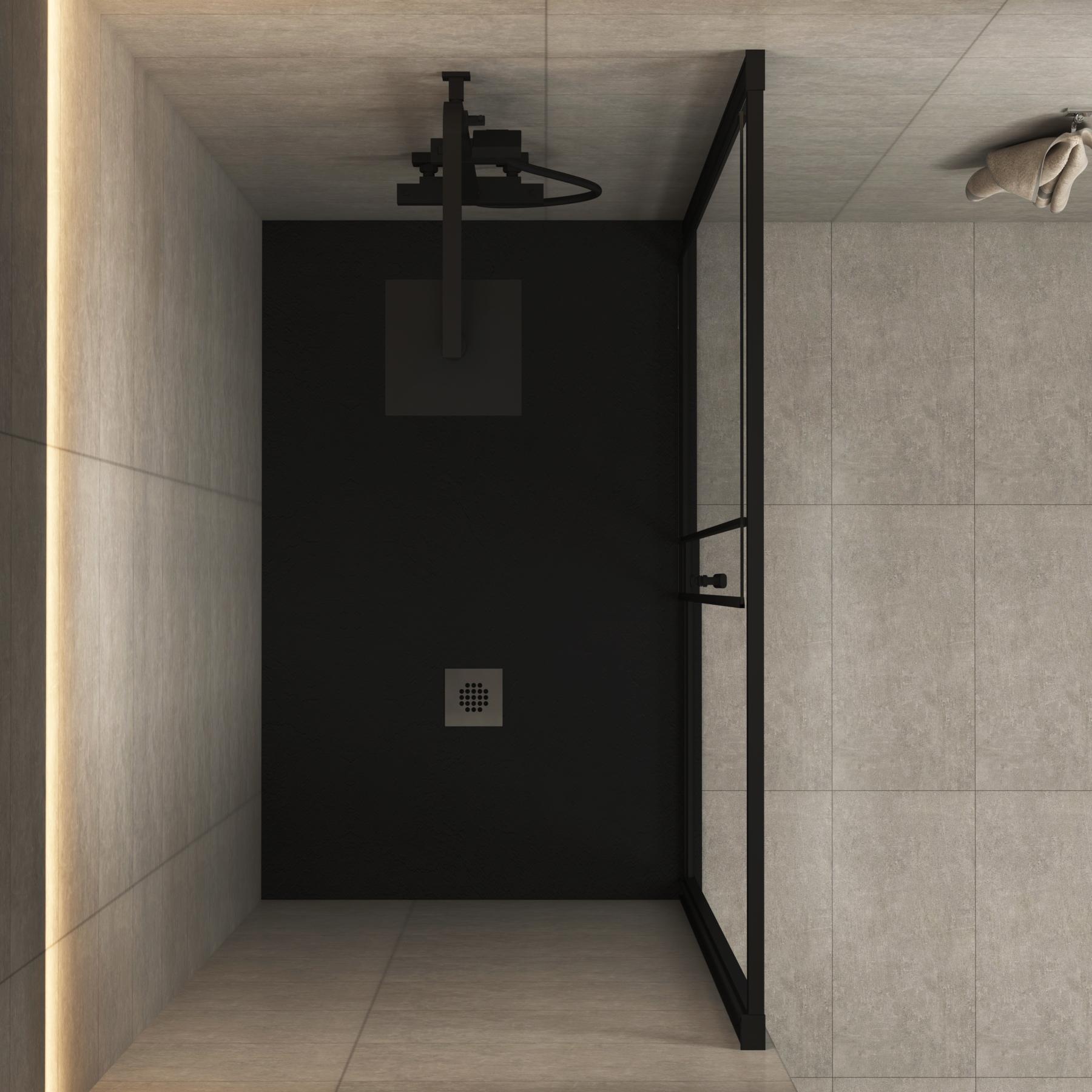Milan 6mm Sliding Shower Door Matt Black - Various Sizes