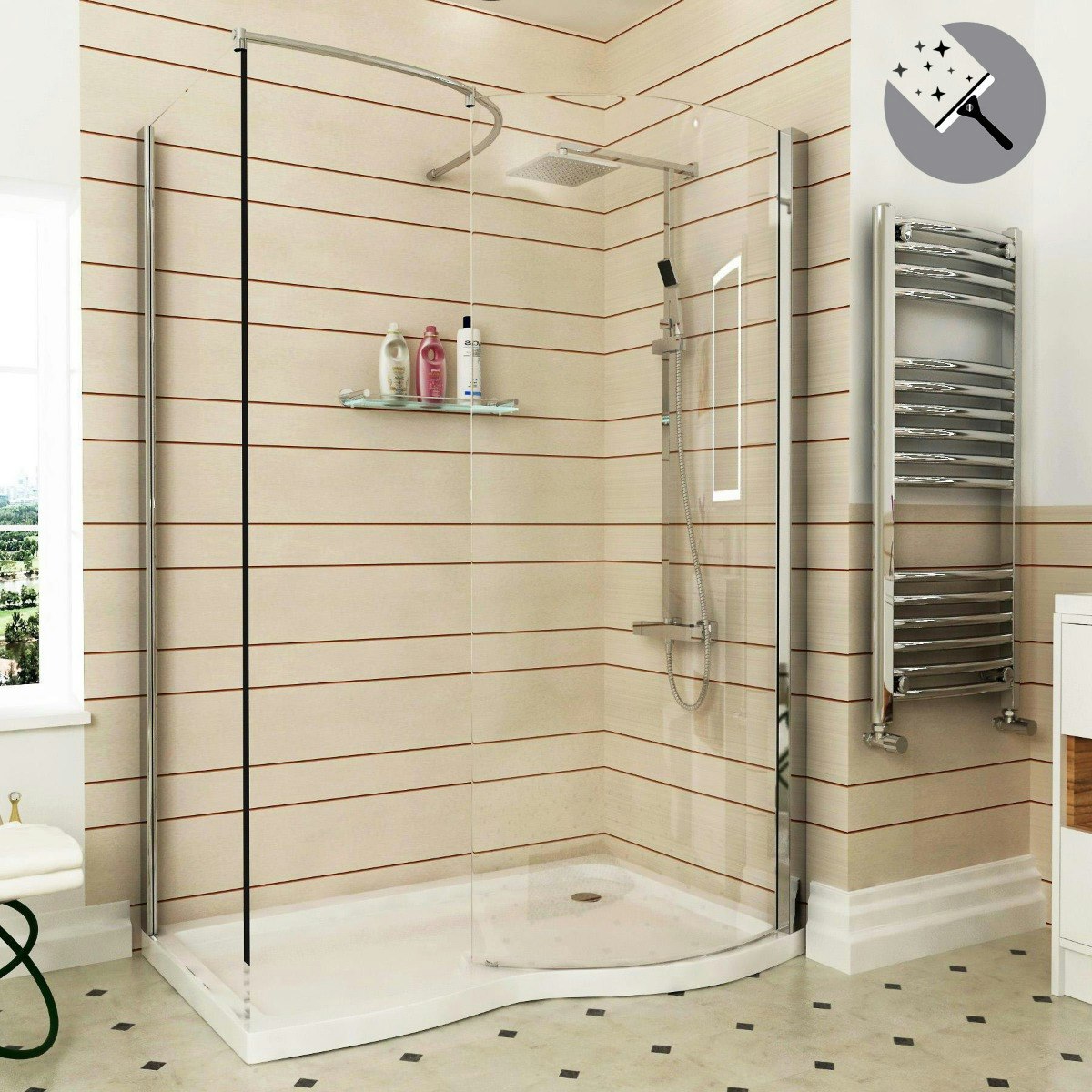 Elegance 8mm Easy Clean Glass Walk in Enclosure 1400x900mm with Tray