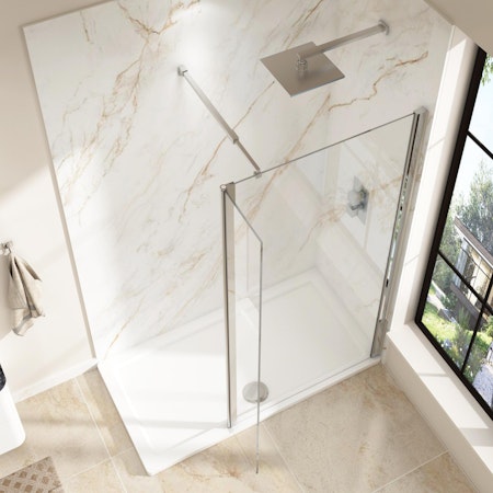 Marbella 300mm Wet Room Flipper Panel for Shower Screen - 8mm Easy Clean Glass