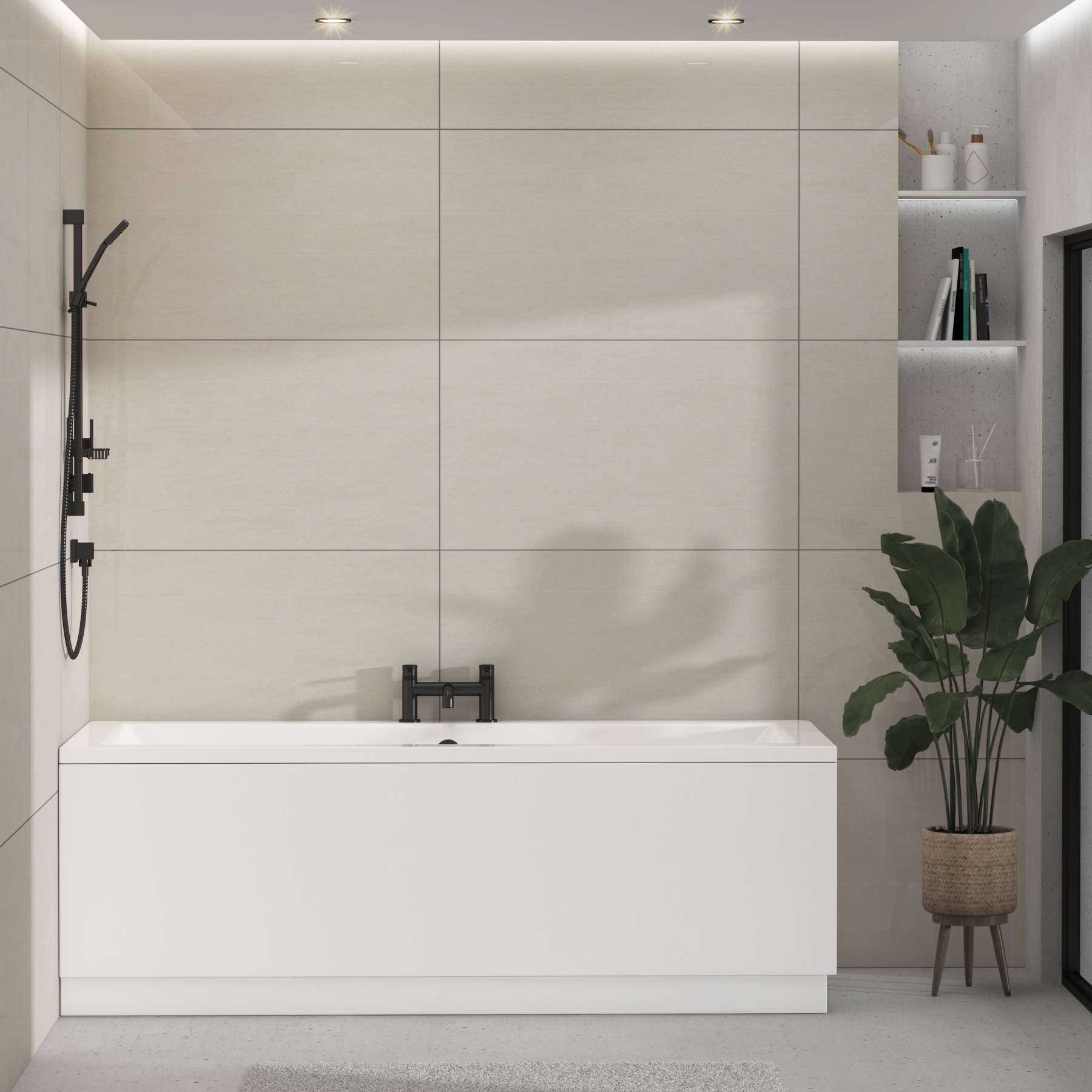 Turin 1500mm High Gloss White Bath MDF Front Panel - Wooden
