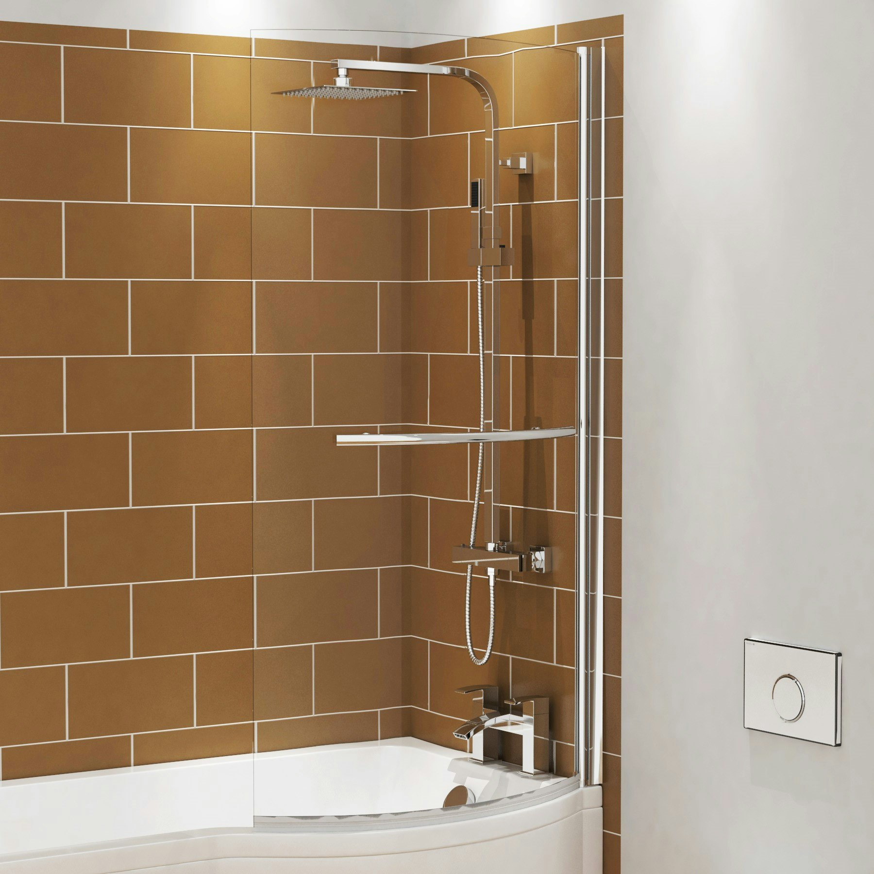 1500/1600/1700mm Right Hand Curved PShaped Shower Bath tub with Front