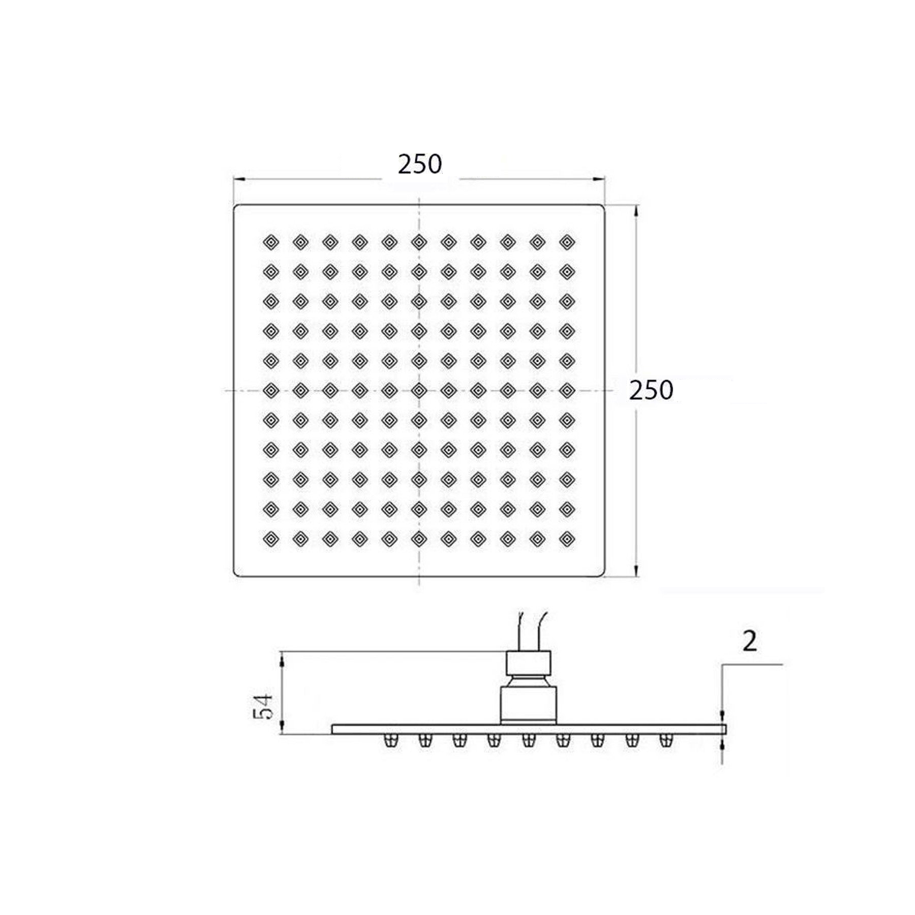 250mm Slimline Square Stainless Steel Shower Head