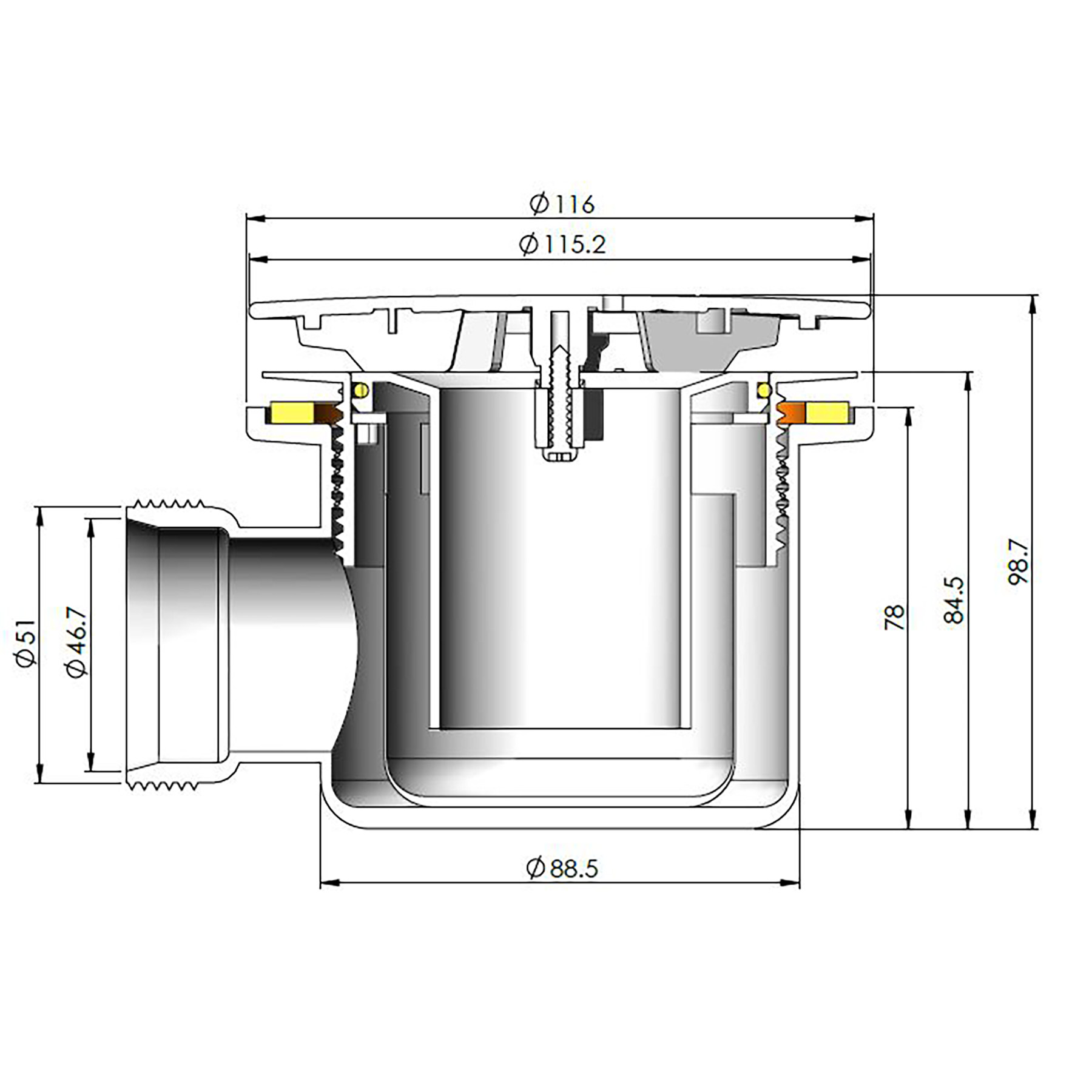  Fast Flow Shower Tray Waste - Matt Black 