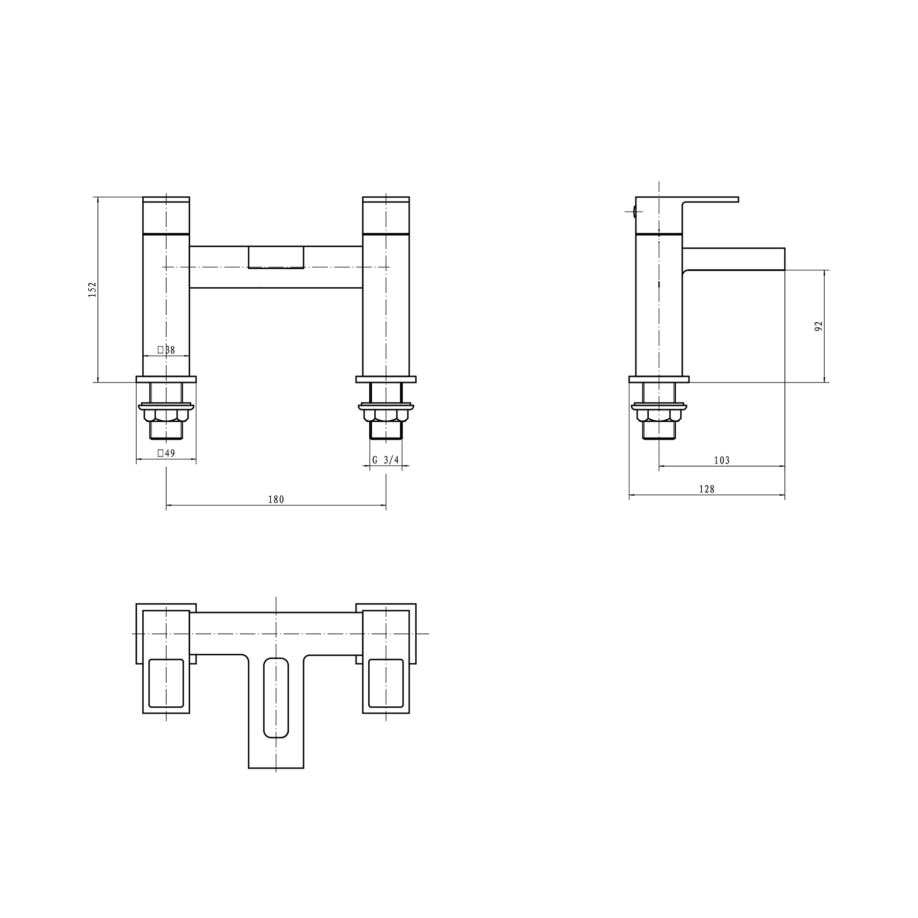 Kourt Deck Mounted Bath Filler Tap - Chrome