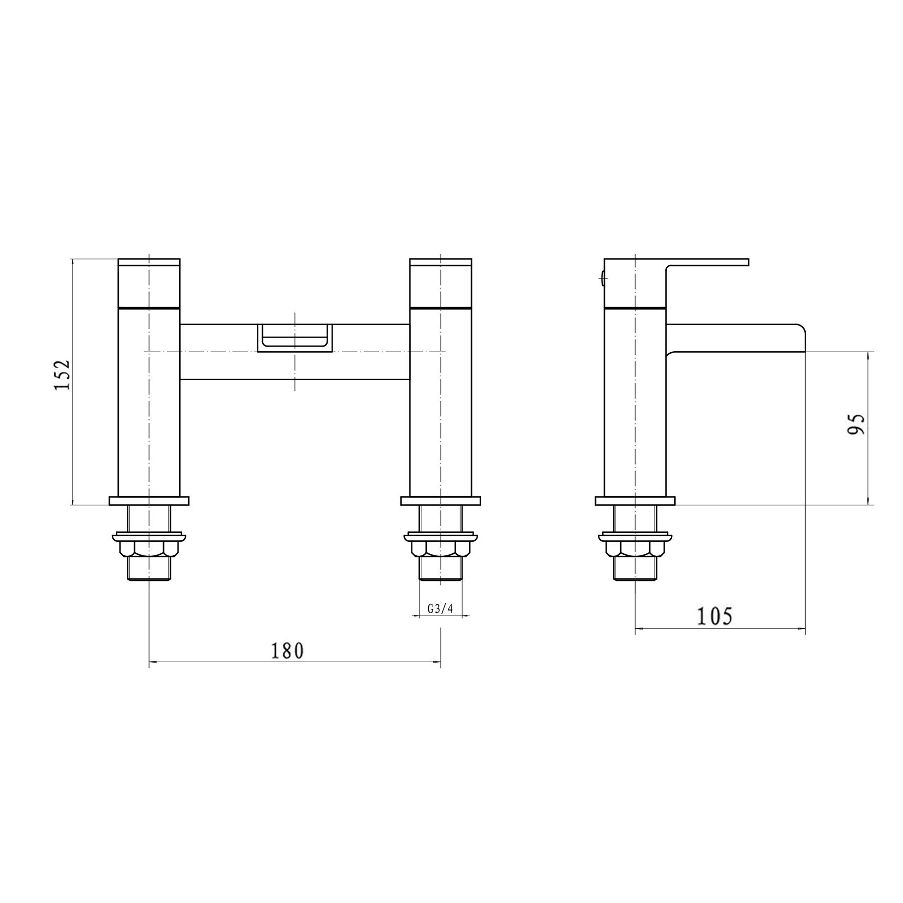 Adore Deck Mounted Bath Filler Tap - Chrome