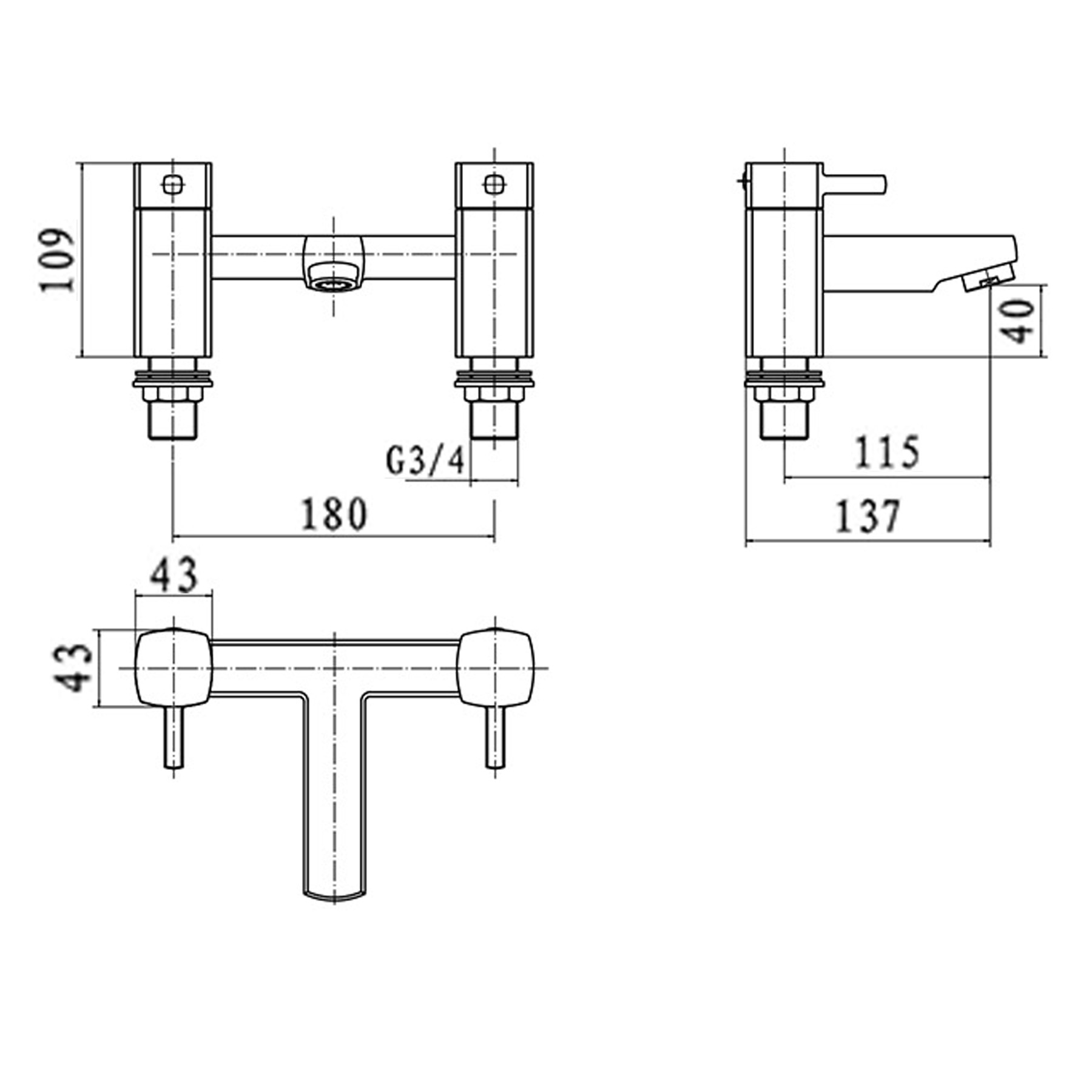 Mode Deck Mounted Bath Filler Tap - Chrome