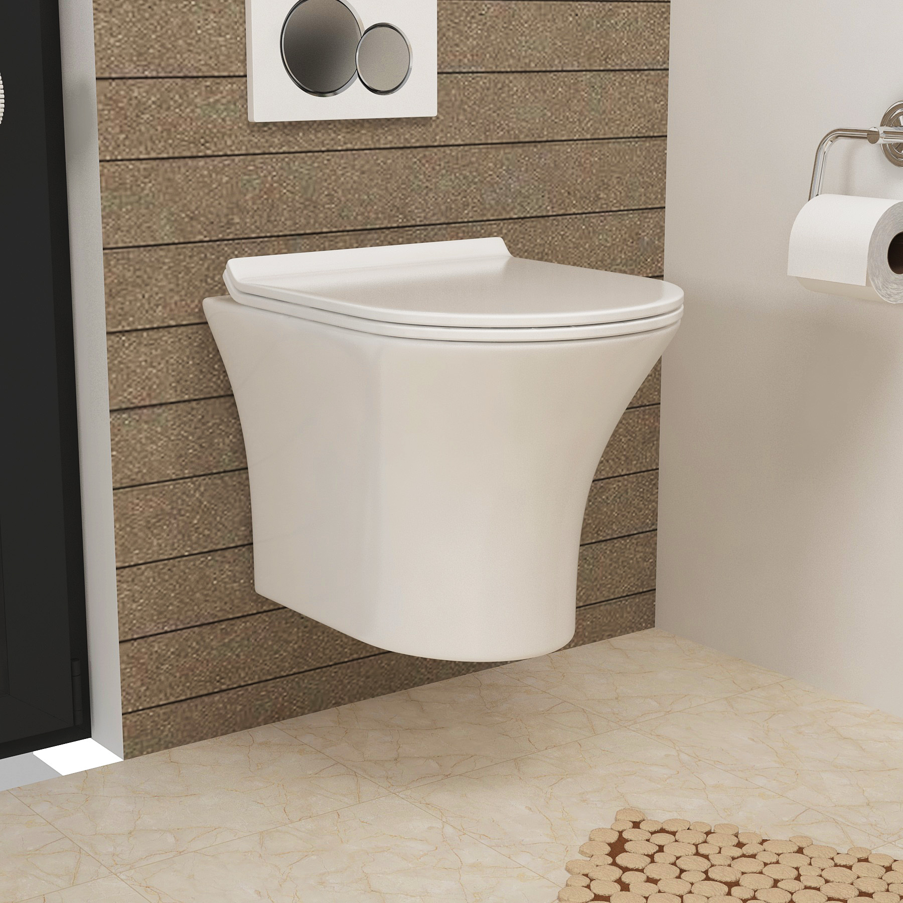 Cloakroom Suite 400mm Indigo Grey Gloss 1 Door Wall Hung Vanity Unit Basin & Breeze Wall Hung Toilet