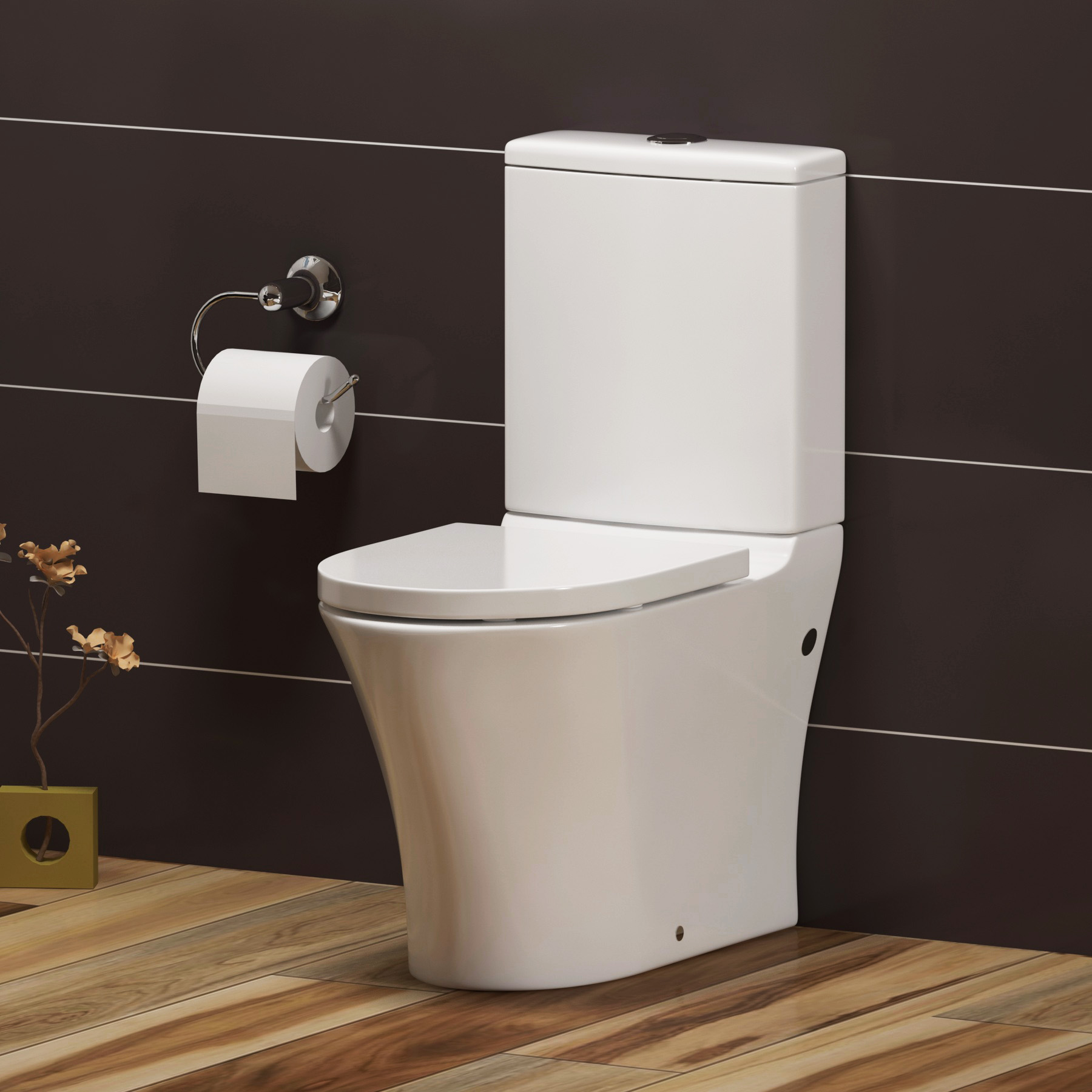 Cloakroom suite 500mm Hale Black 2 Door Floor Standing Vanity Unit With Peak Toilet and Soft Close Seat