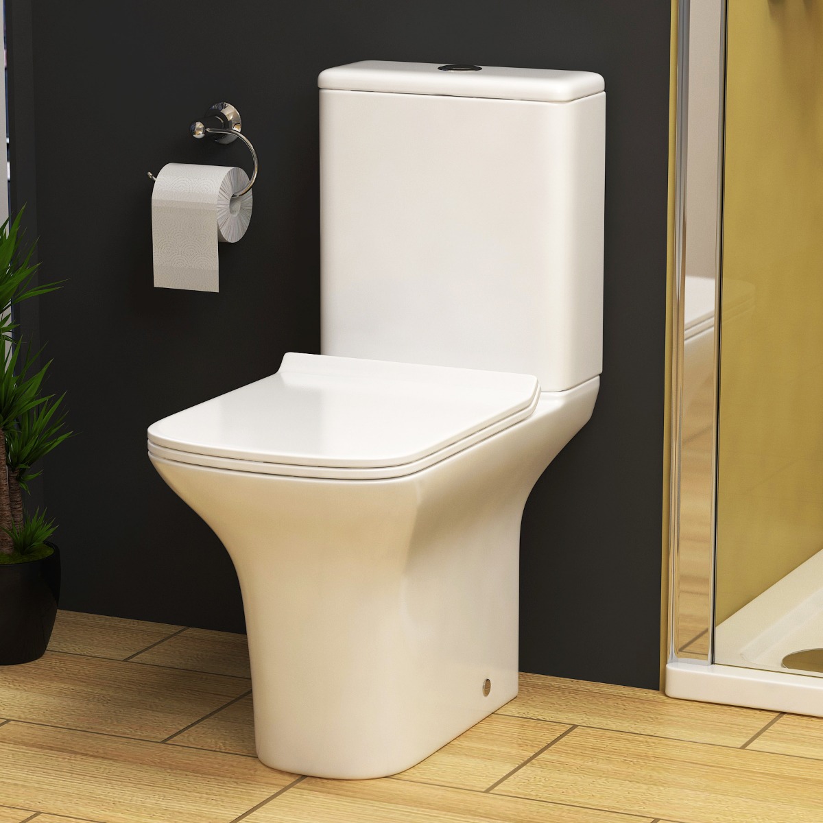 900mm Wet Room Shower Screen Enclosure Suite with Como Vanity Unit & Rimless Toilet