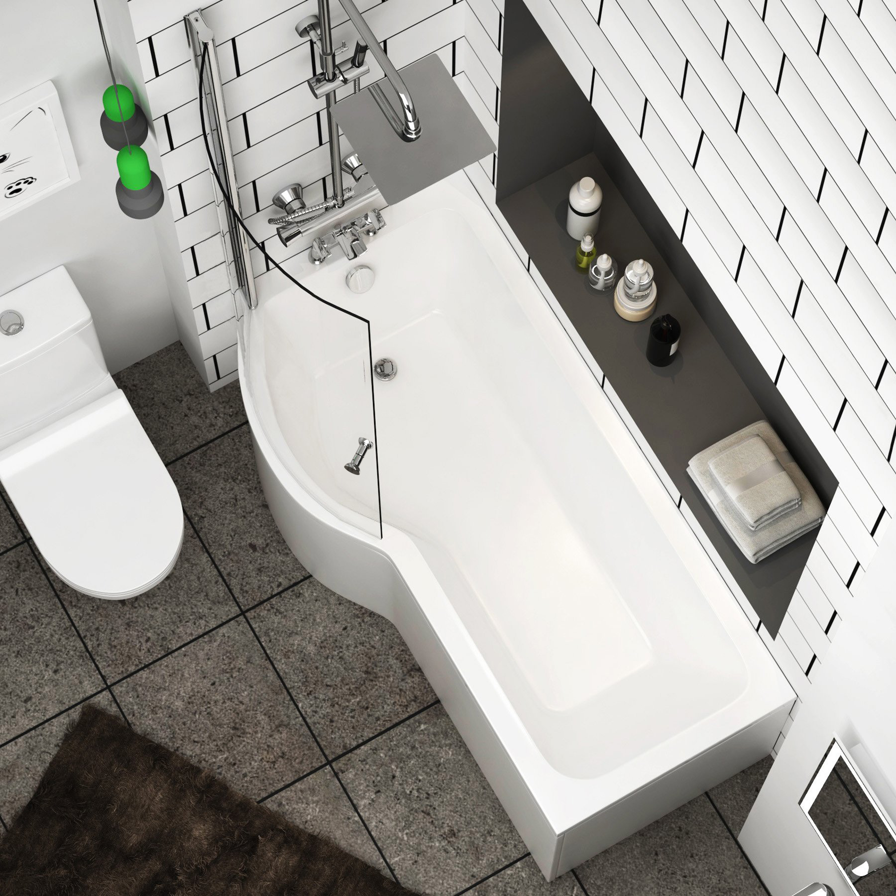 1500/1600/1700 p shaped baths