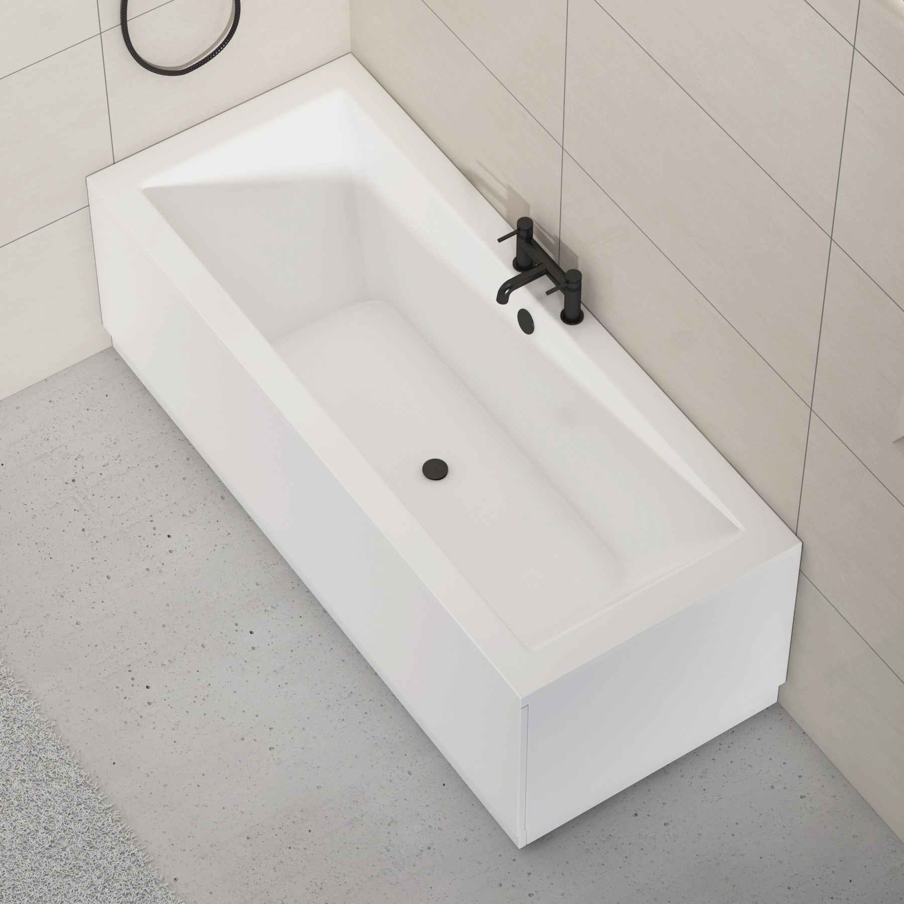 Turin 750mm High Gloss White Bath MDF End Panel - Wooden