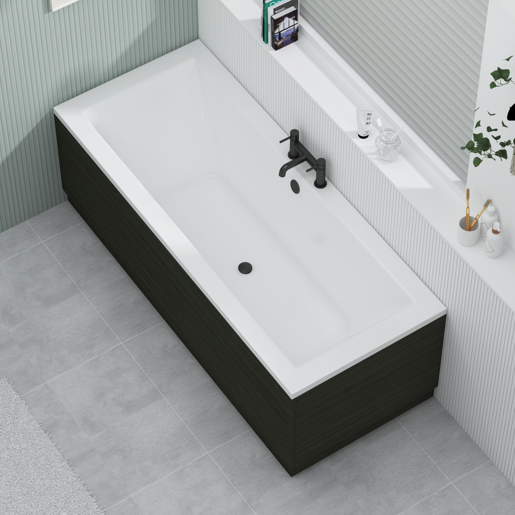 Turin 700mm Hale Black Bath MDF End Panel - Wooden