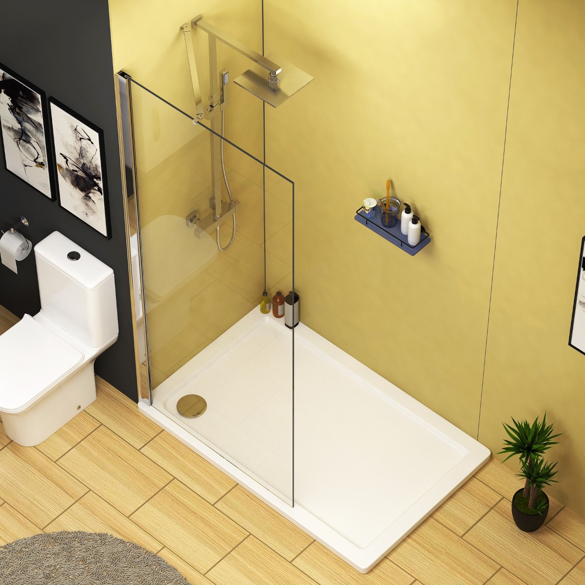 760mm Wet Room Shower Screen Enclosure Suite with Como Vanity Unit & Rimless Toilet