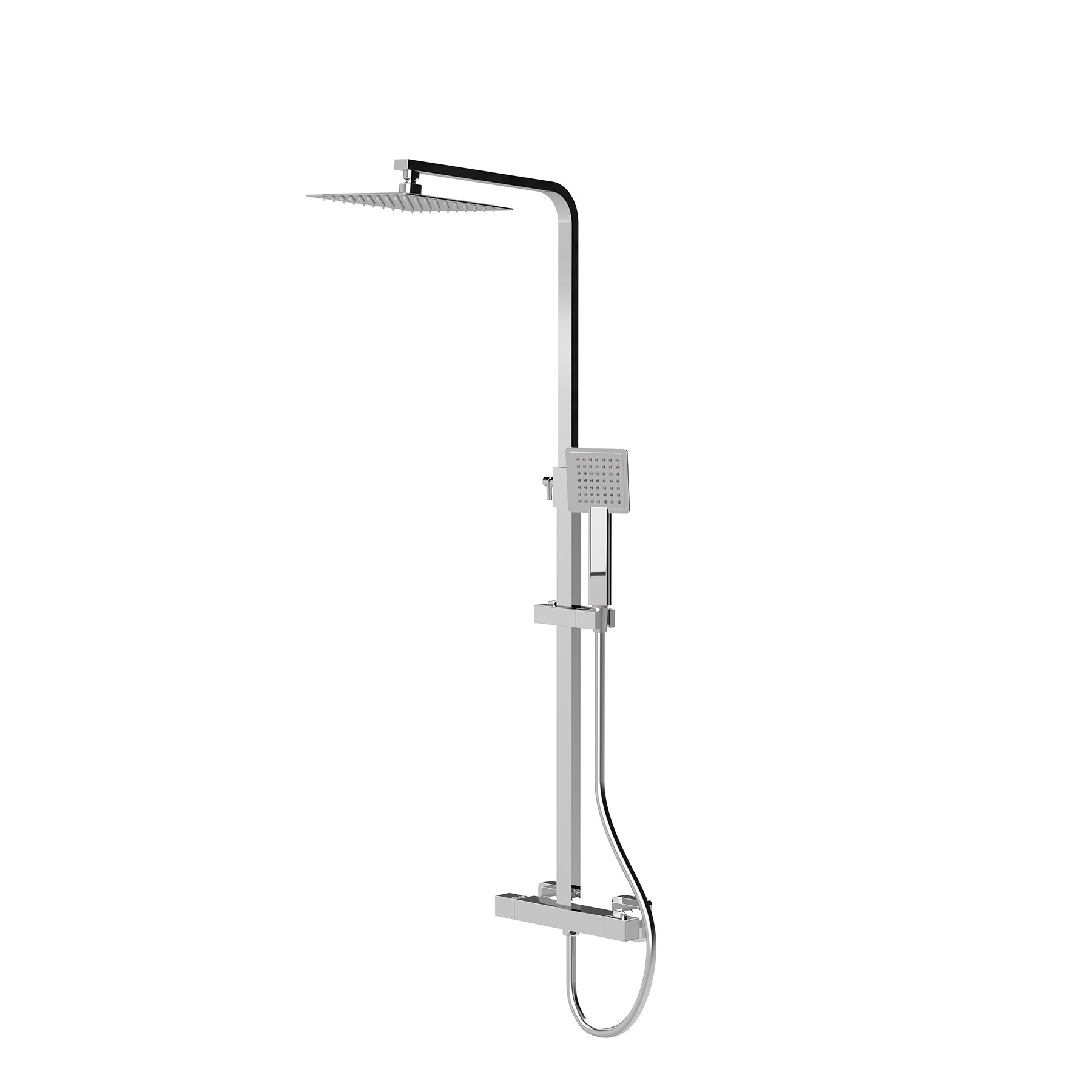Cube Chrome Square Thermostatic Bar Shower With Kit