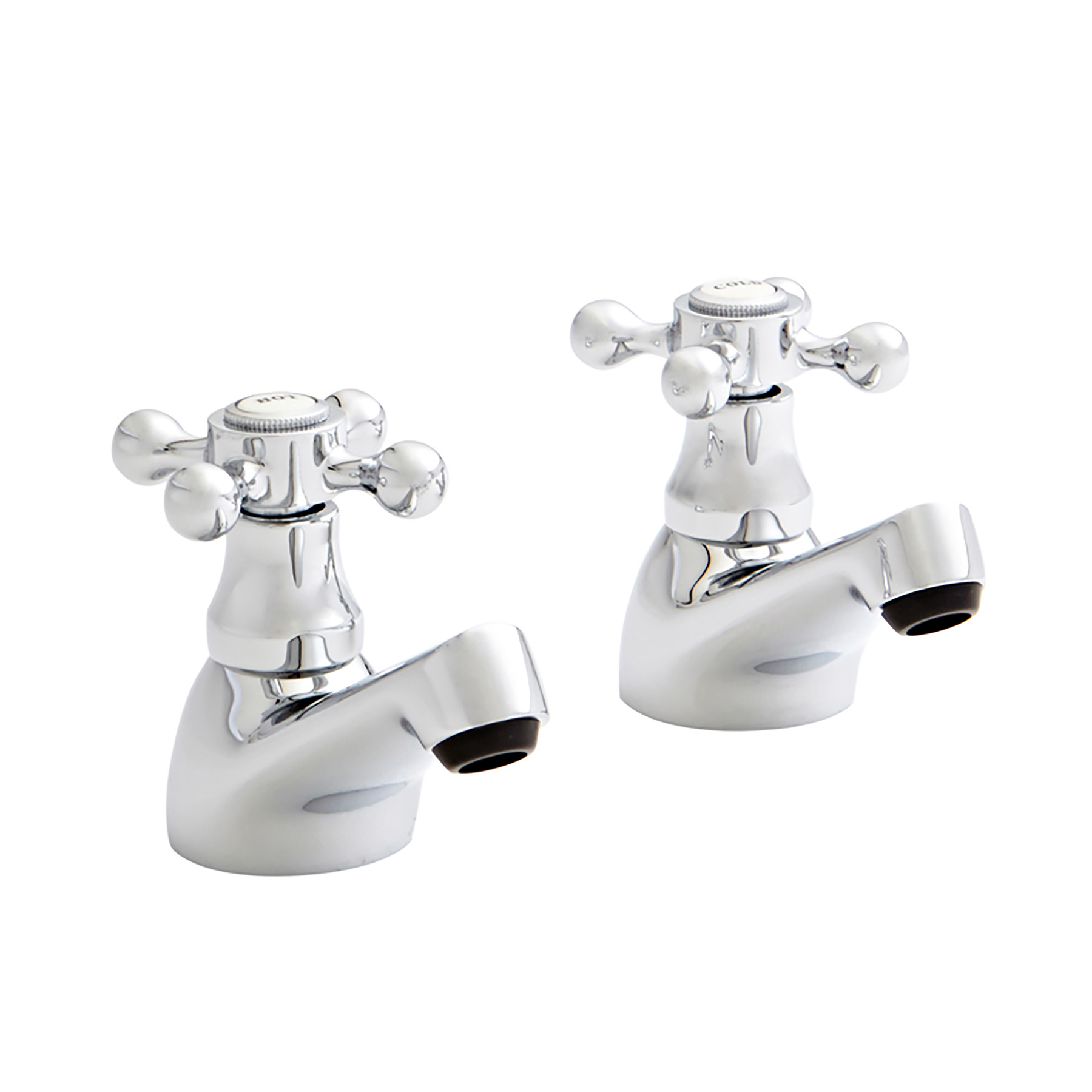 Victory Twin Basin Pillar Tap contemporary Design With Push Button Waste - Chrome