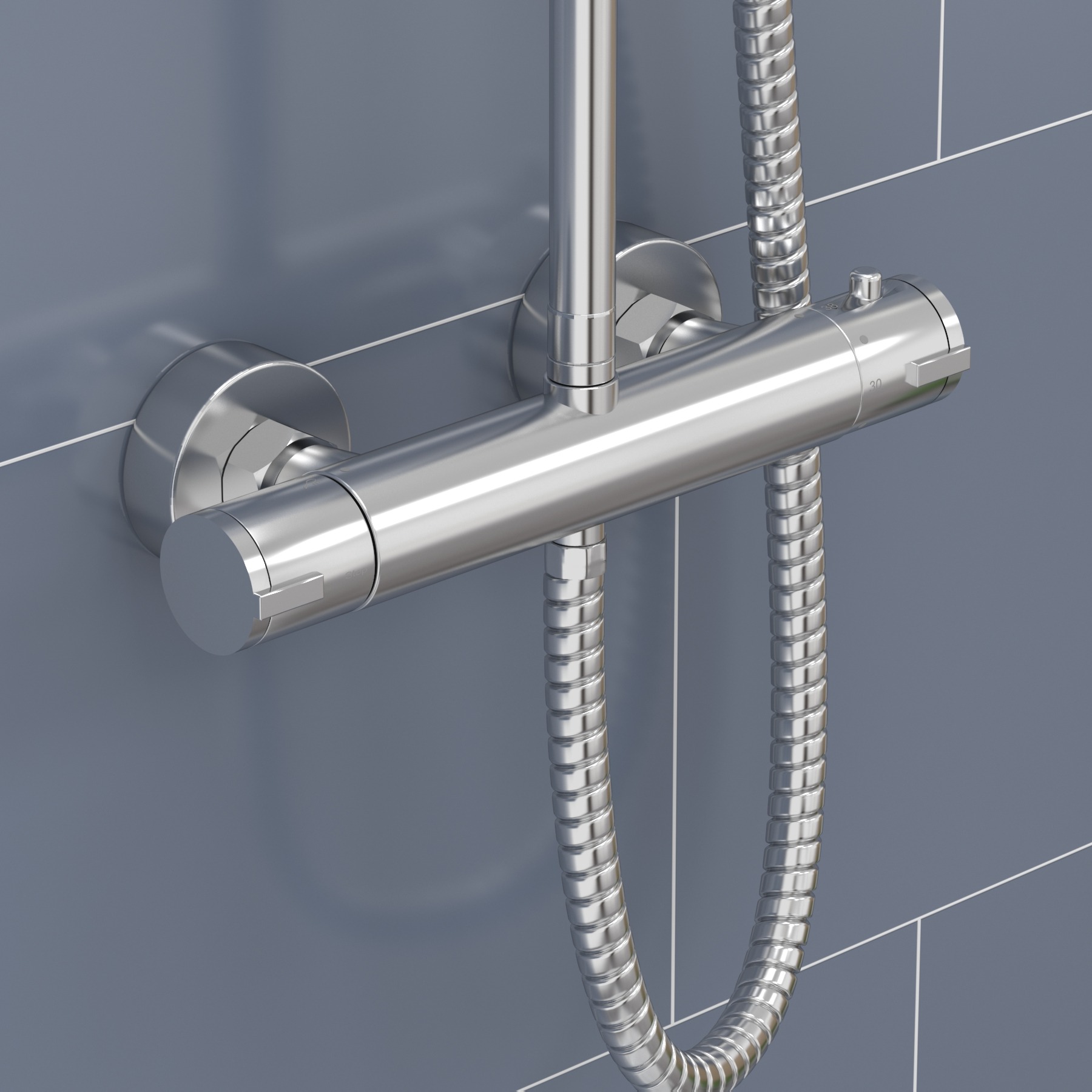 Grace Chrome Round Thermostatic Bar Shower With Kit