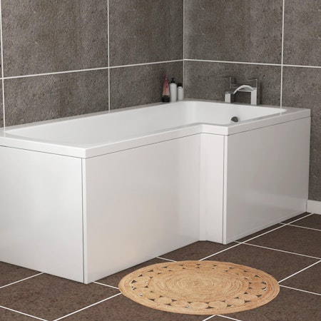 Turin Gloss White L Shaped MDF Front Bath Panel Wooden - Various Sizes