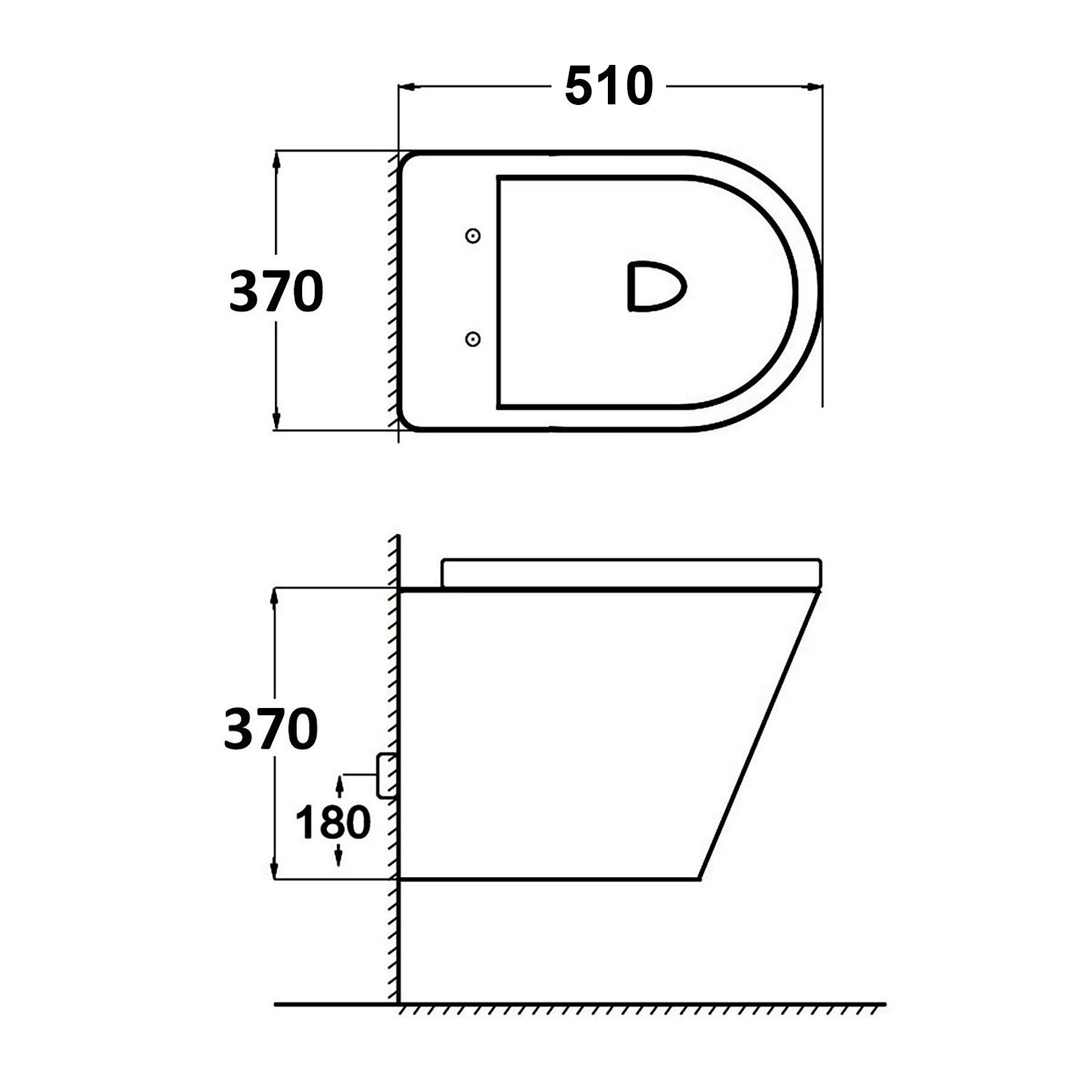 Rimless Short Projection Wall Hung Toilet with Slim Soft Close Seat