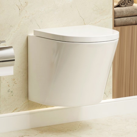 Rimless Short Projection Wall Hung Toilet and Soft Close Seat - Cesar
