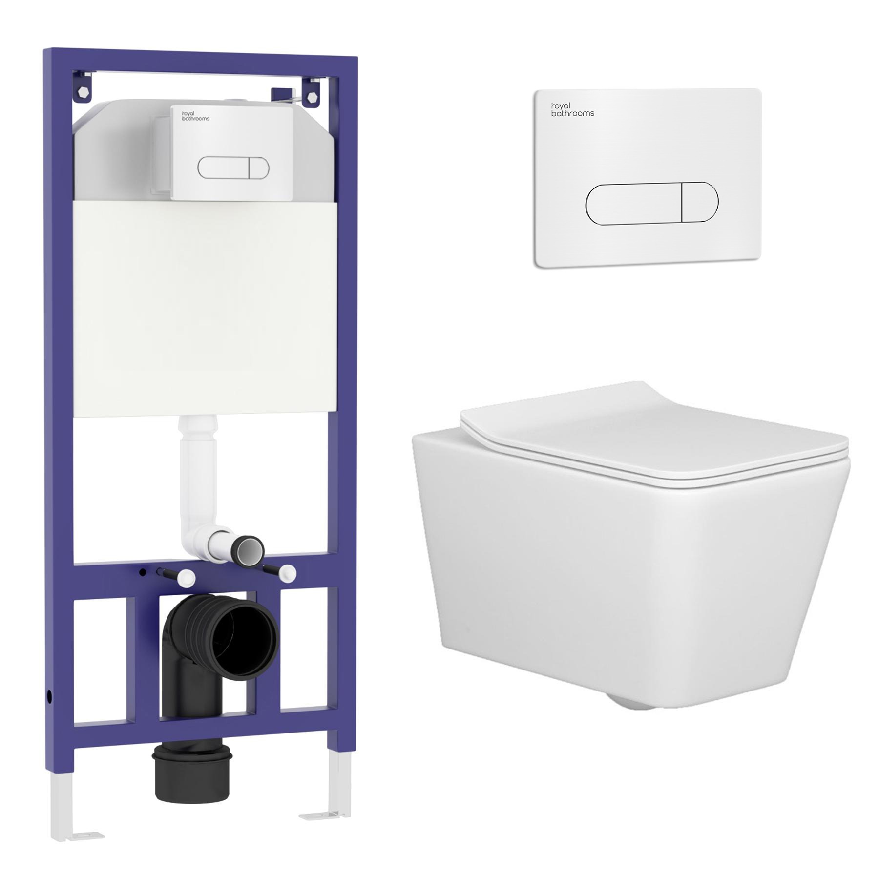 Elena Wall Hung Rimless Toilet with Slim Soft Close Seat With Aqua Wall Hung Frame