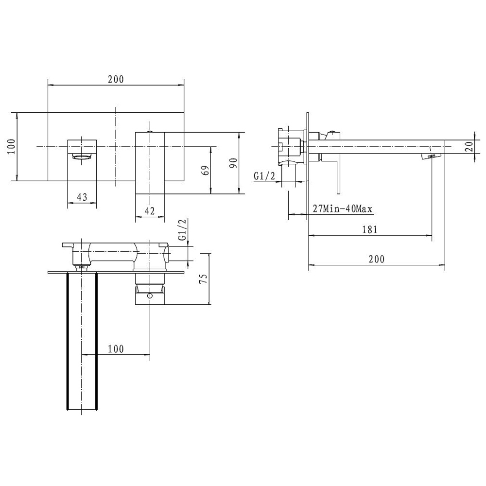 Cassellie Form Wall Mounted Basin Mixer Tap Elegant Design - Chrome