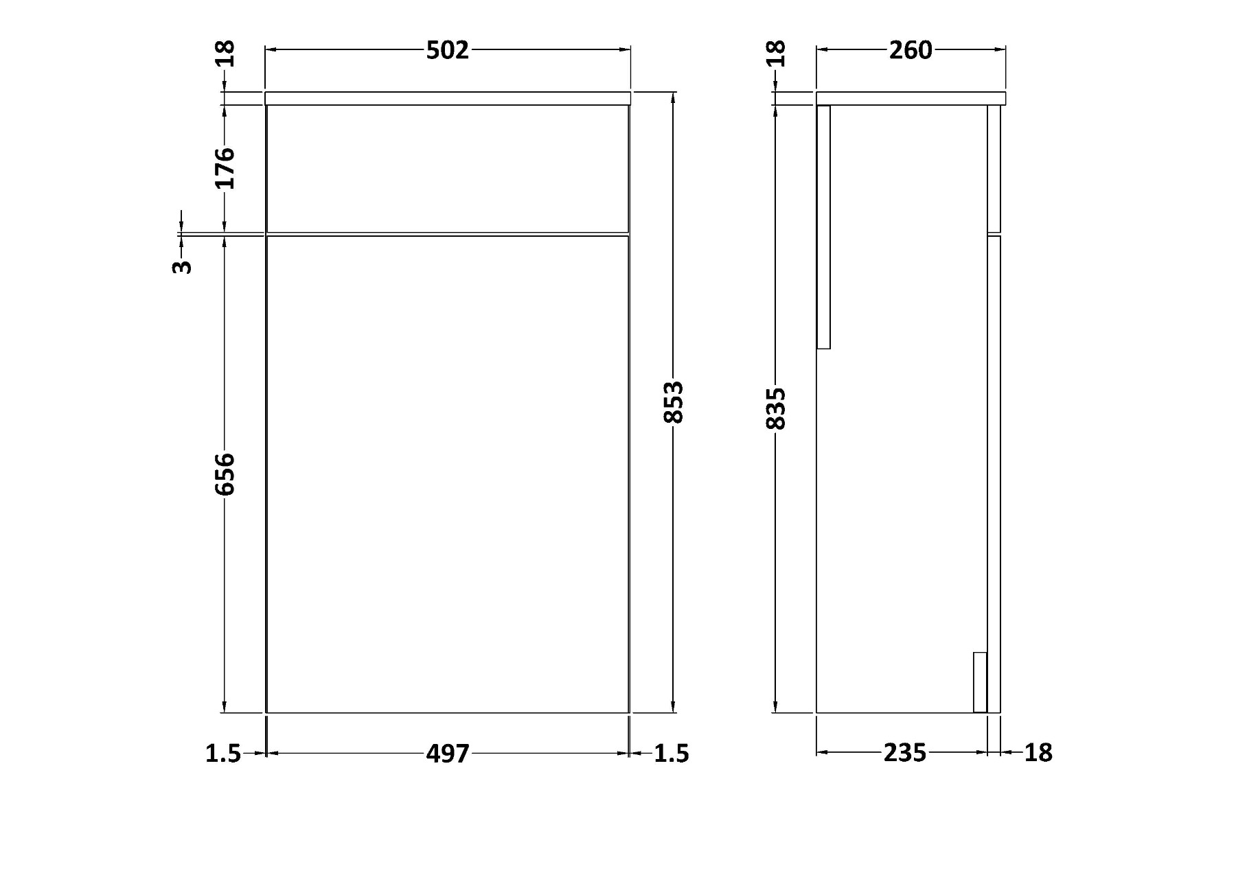 500mm Grey Gloss BTW WC Unit with Elva Rimless Toilet Pan & Seat,Cistern
