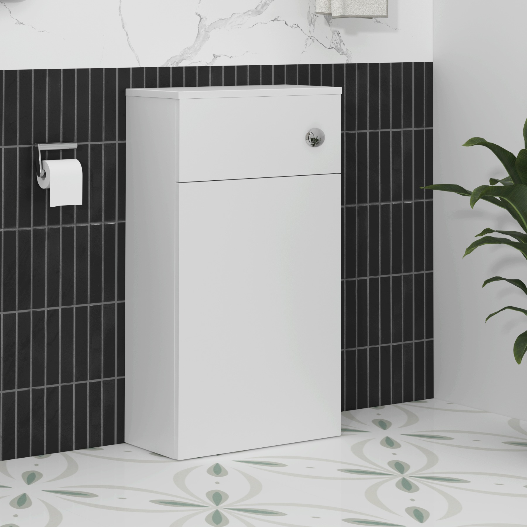 Cloakroom Suite Gloss White 400mm 1 Door Vanity Unit and BTW WC Unit with Qubix Pan