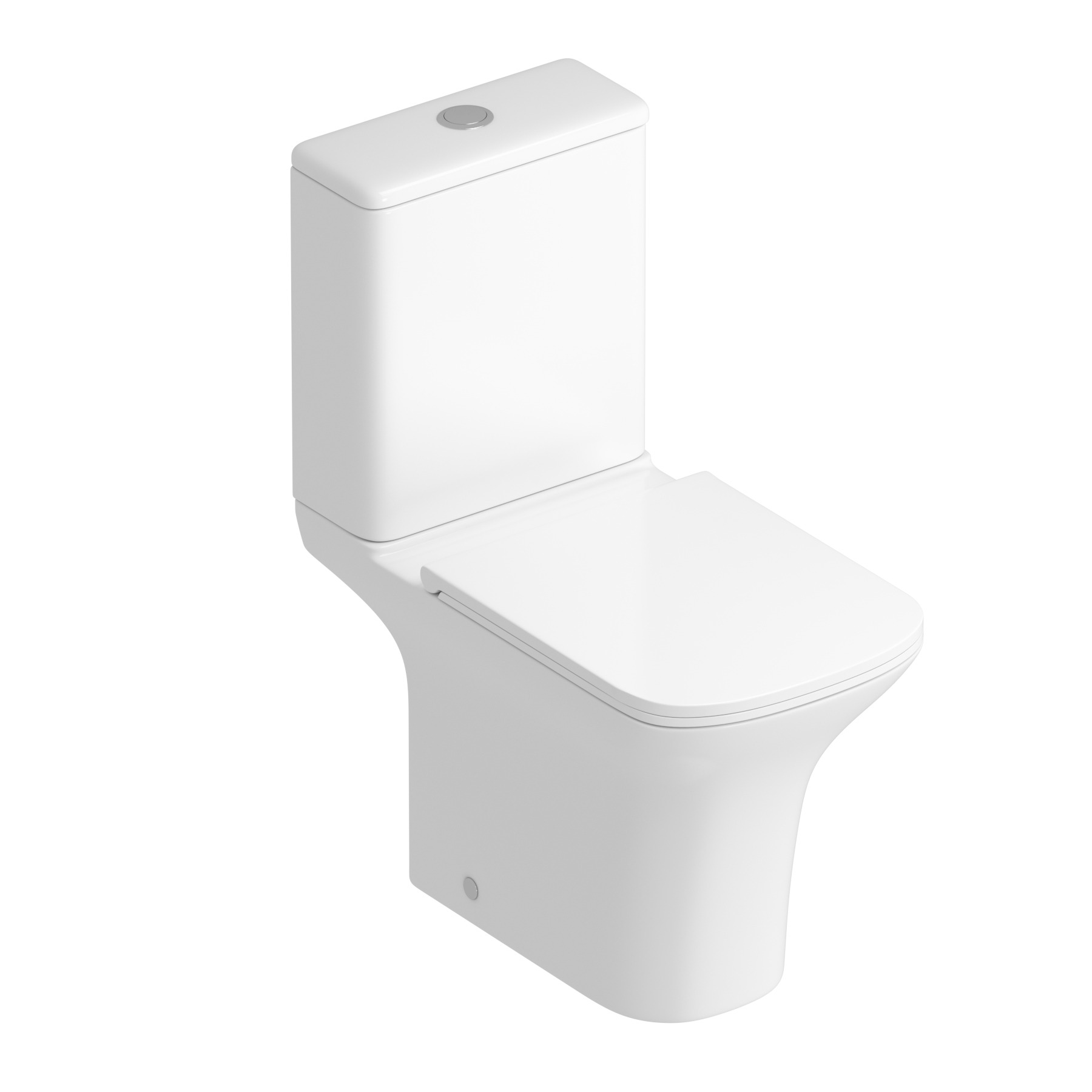 Rimless Close Coupled Toilet with Cistern and Slim Soft Close Seat - Cube