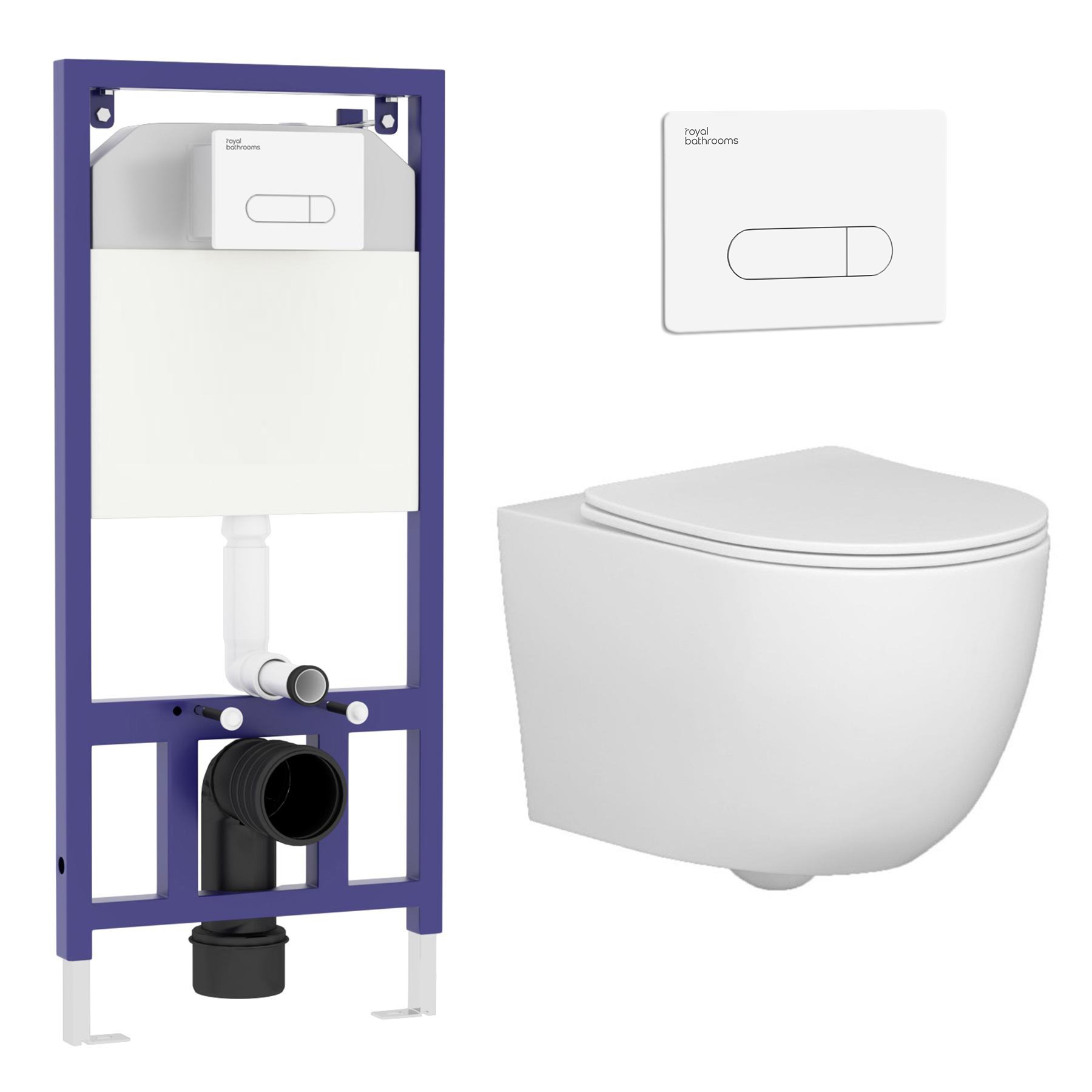 Elva Wall Hung Rimless Toilet with Slim Soft Close Seat With Aqua Wall Hung Frame