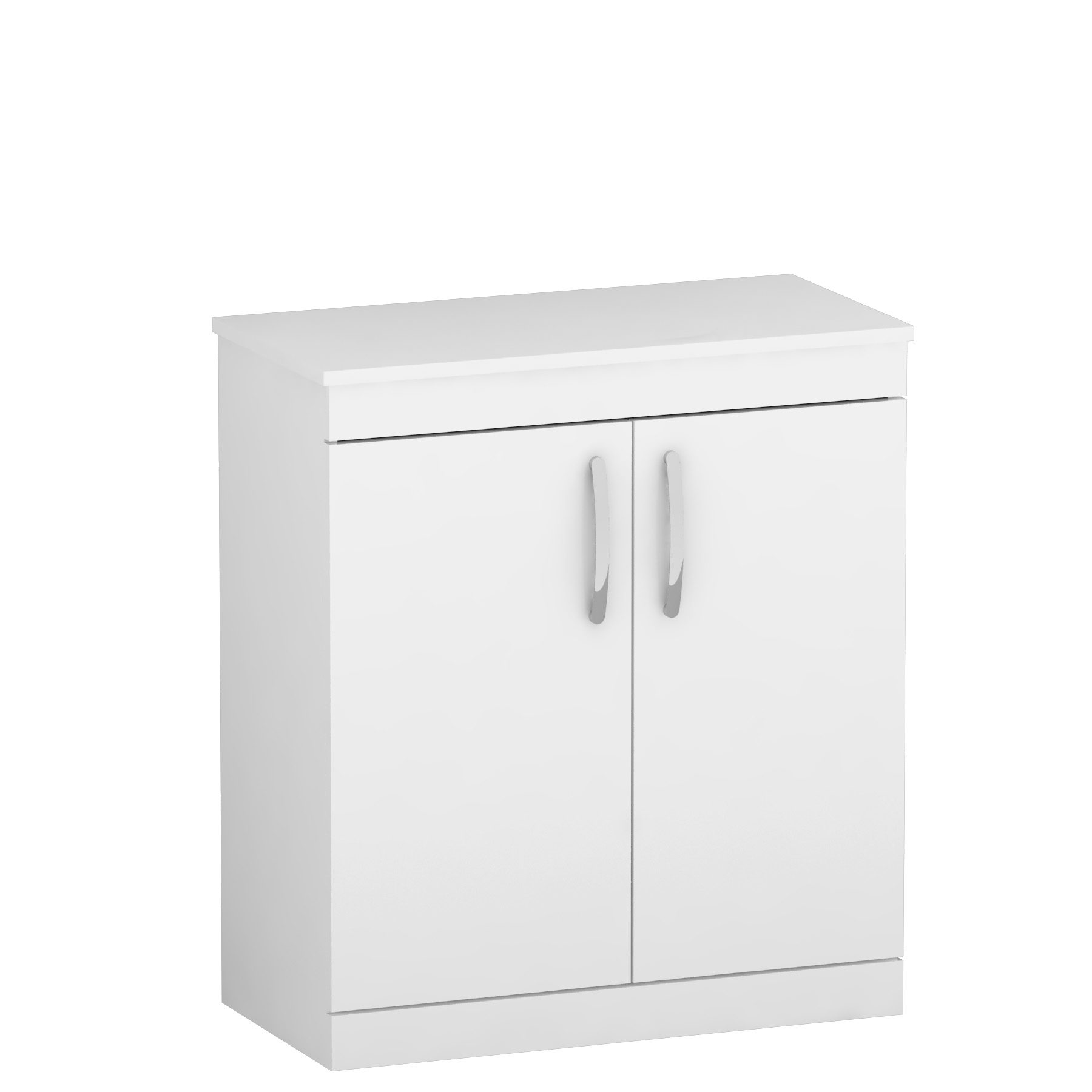 Turin 800mm Gloss White Floor Standing Worktop Vanity Unit - 2 Doors 