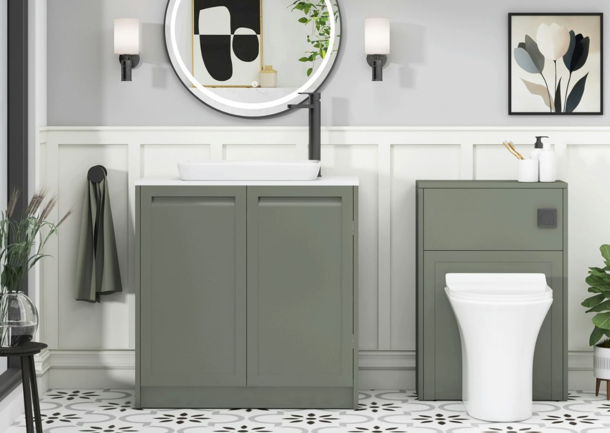 Elmore  Matte Green Floor Standing Vanity Unit 