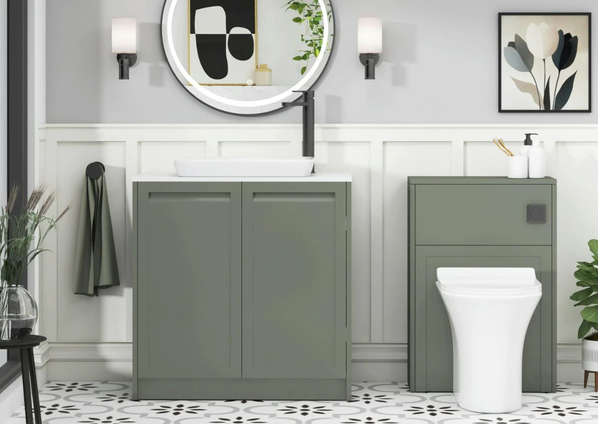 Elmore  Matte Green Floor Standing Vanity Unit 