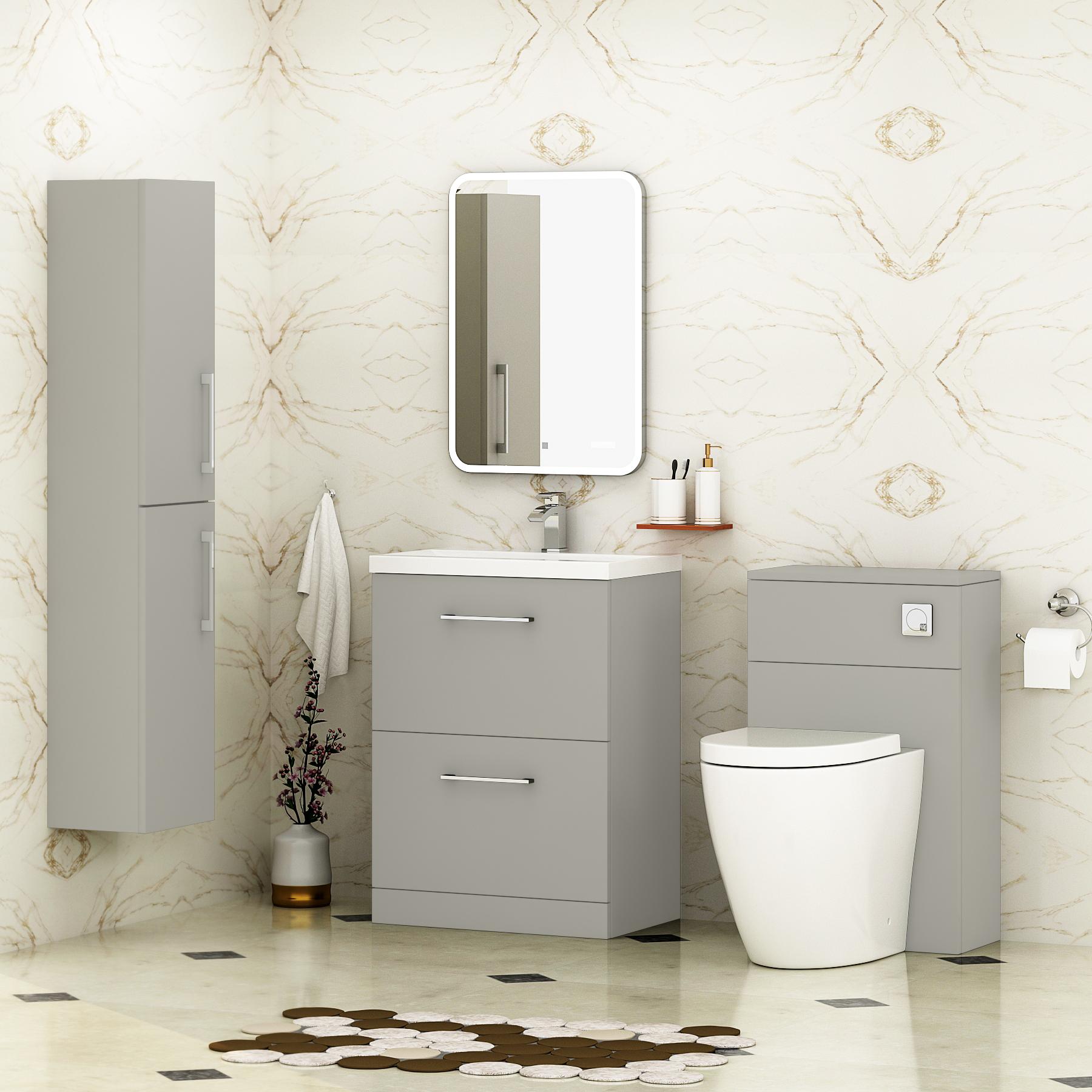 Modena 800mm Satin Grey Floor Standing Vanity Unit 2 Drawer