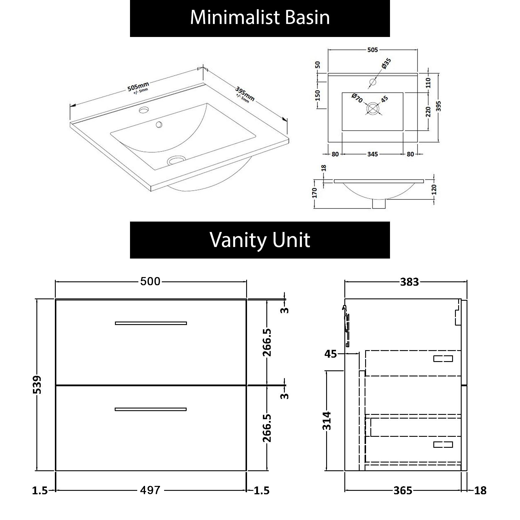 Modena 500mm Satin Green Wall Hung Vanity Unit 2 Drawer Minimalist