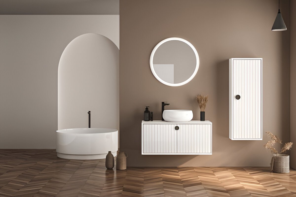 Beige colour bathroom