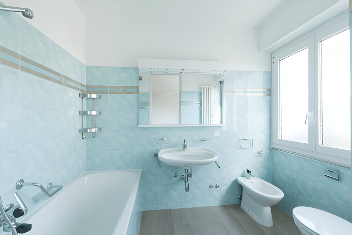 blue bathroom