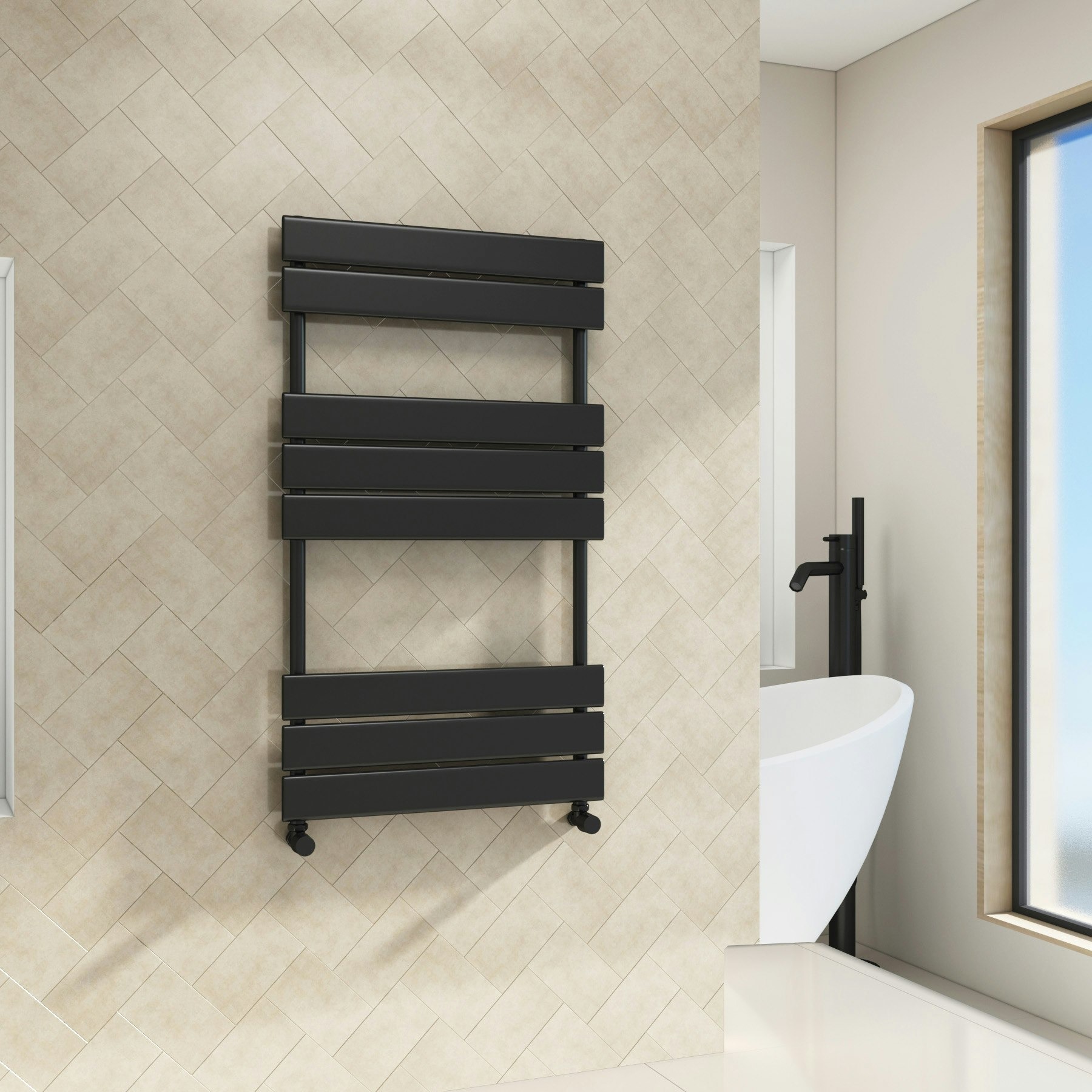 black heated towel rail