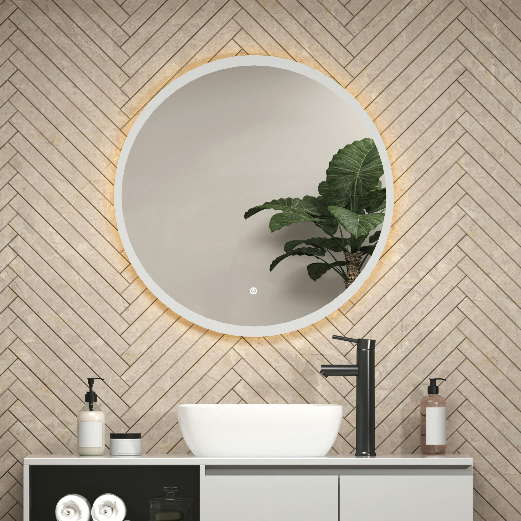 round framless mirror